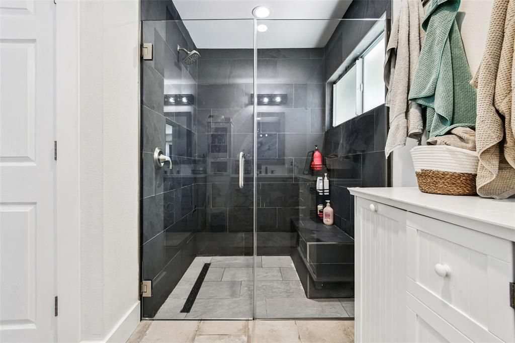 Bathroom, Glass Shower, Interior, Recessed Lighting