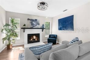 Fireplace, Interior, Living room, Wood Texture Flooring