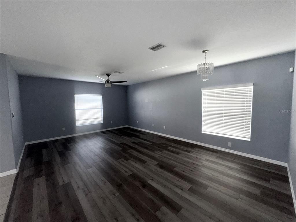 Chandelier, Empty room, Interior, Wood Texture Flooring