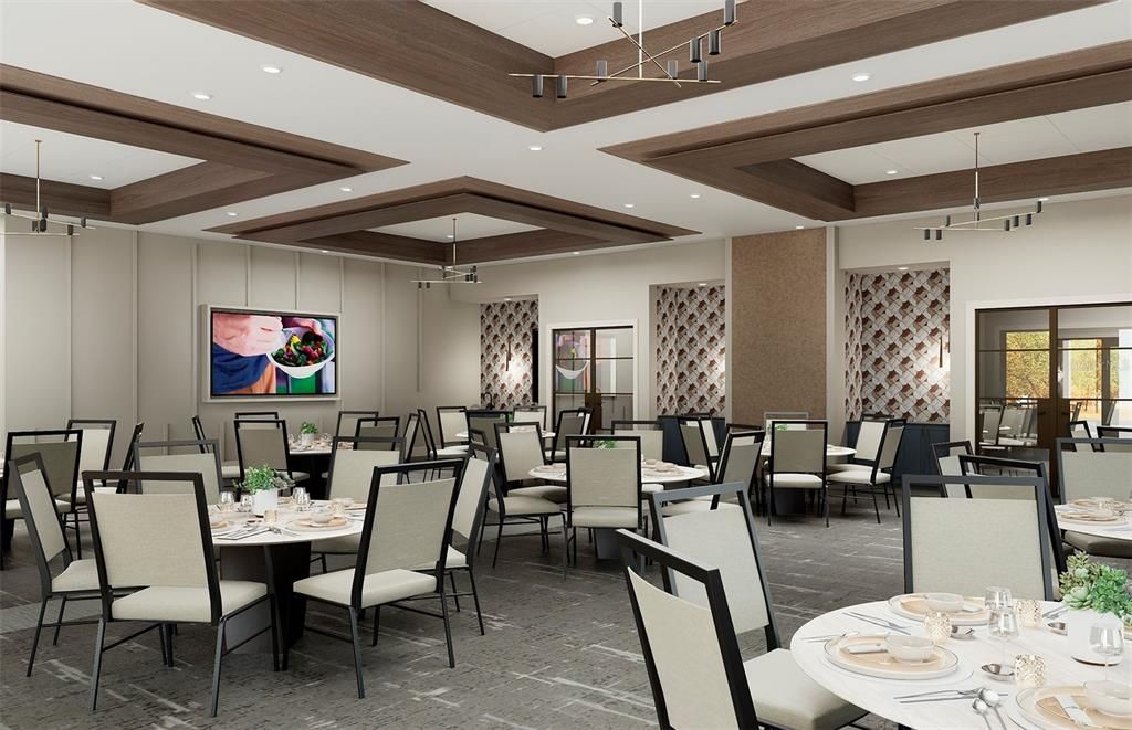 Dining room, Interior, Pendant Lights, Recessed Lighting, Wooden Beams