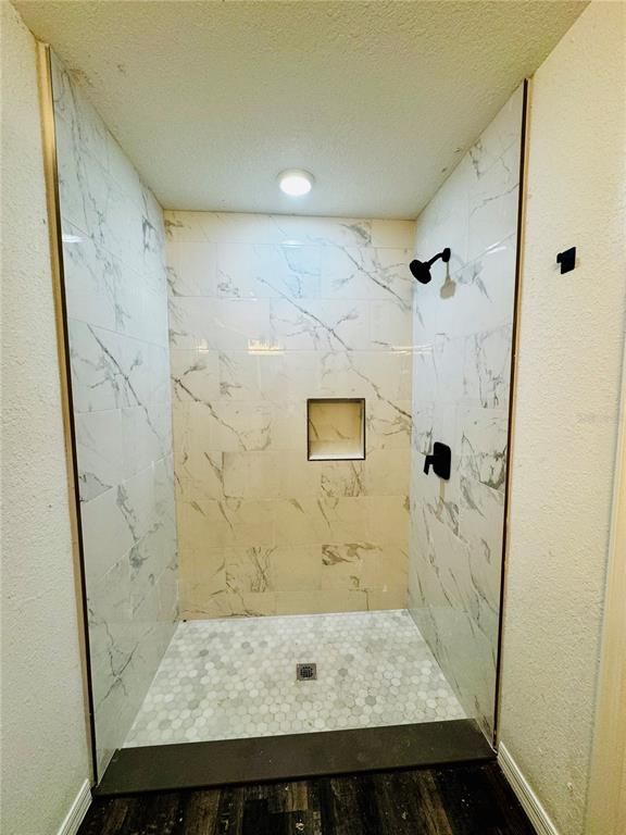 Bathroom, Glass Shower, Interior, Marble Walls, Recessed Lighting