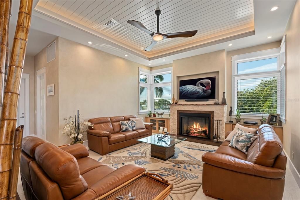 Fireplace, Interior, Living room, Recessed Lighting