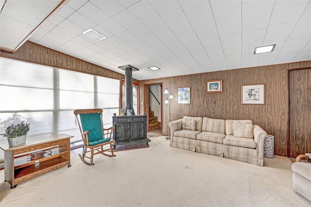 Fireplace, Interior, Water, Wooden Walls