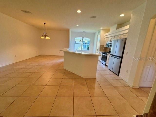Empty room, Interior, Kitchen, Pendant Lights, Recessed Lighting