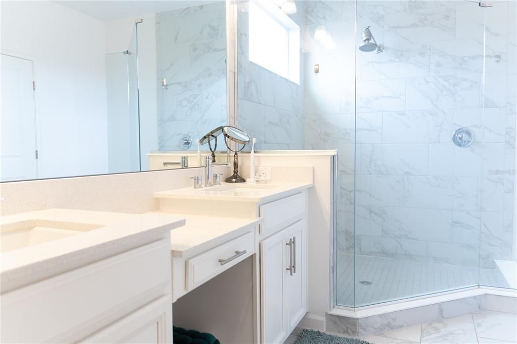 Bathroom, Glass Shower, Interior, Marble, Marble Walls