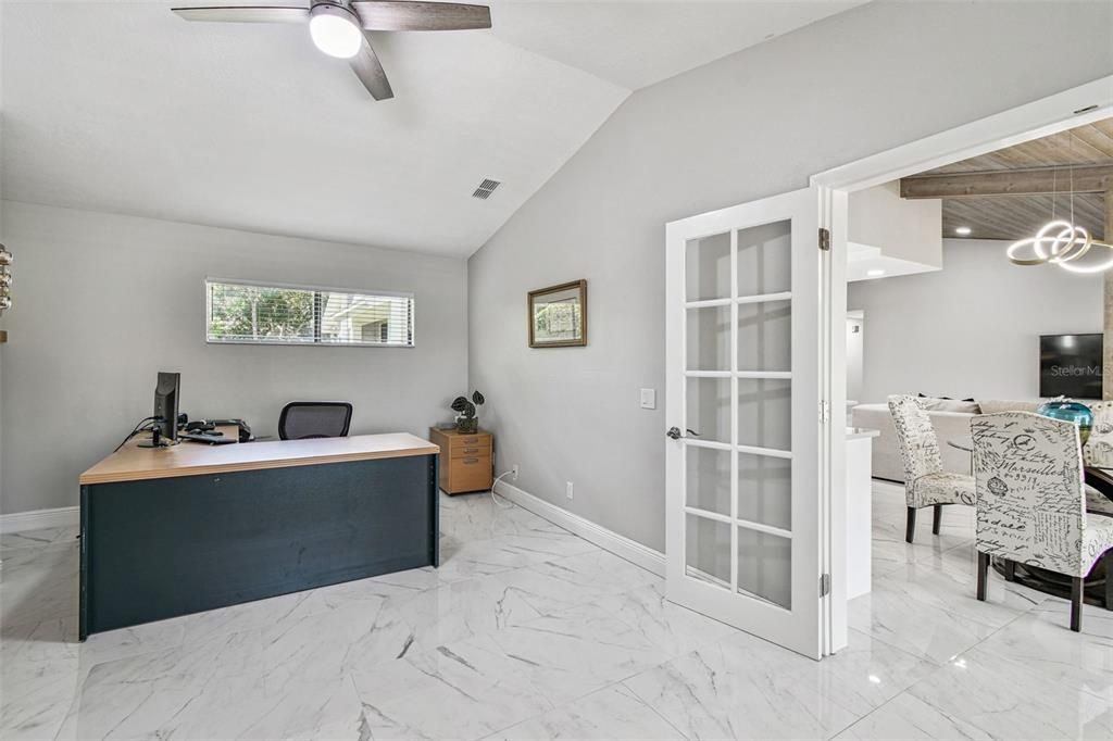 Home Office, Interior, Marble, Recessed Lighting, Wooden Beams, Wooden Ceilings