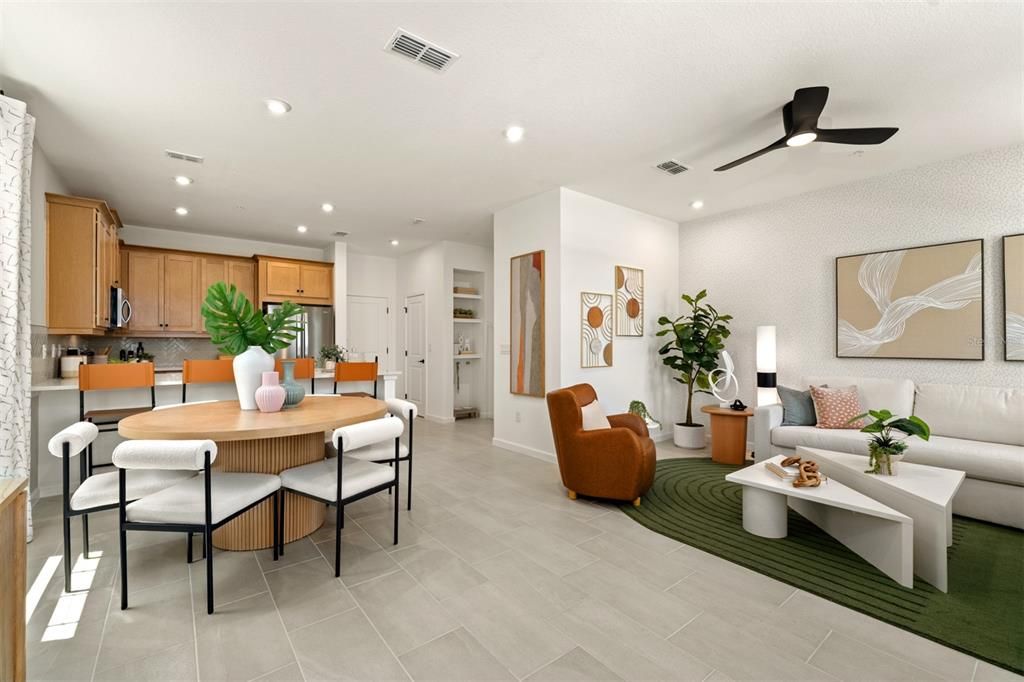 Dining room, Interior, Kitchen, Living room, Recessed Lighting