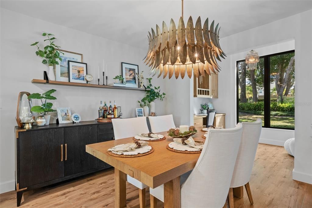 Chandelier, Dining room, Interior, Pendant Lights, Wood Texture Flooring