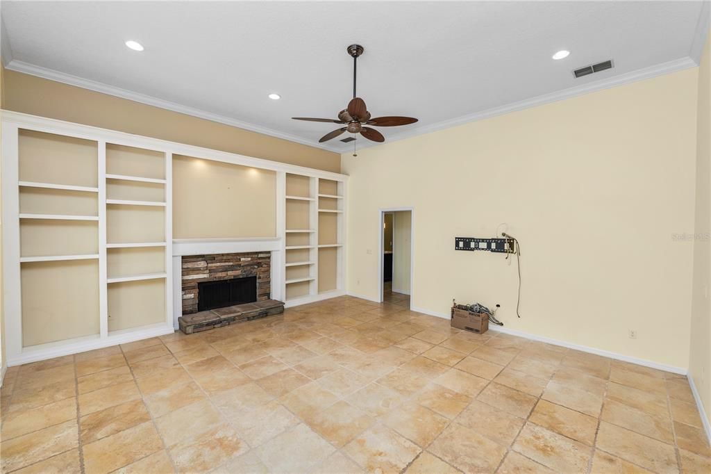 Empty room, Fireplace, Interior, Recessed Lighting