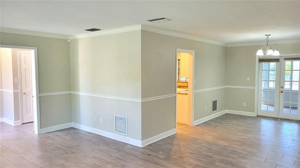 Empty room, Interior, Pendant Lights, Wood Texture Flooring