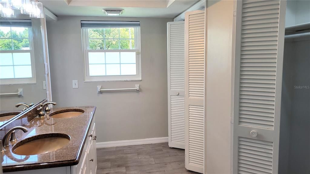 Bathroom, Dual Sink Vanities, Interior, Wood Texture Flooring