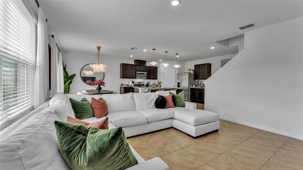 Dining room, Interior, Kitchen, Living room, Pendant Lights, Recessed Lighting, Stainless Steel Appliances
