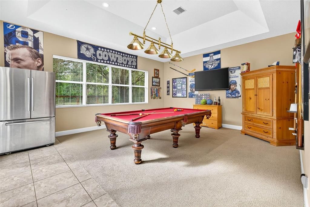 Billiard Table, Game Room, Interior, Pendant Lights, Recessed Lighting