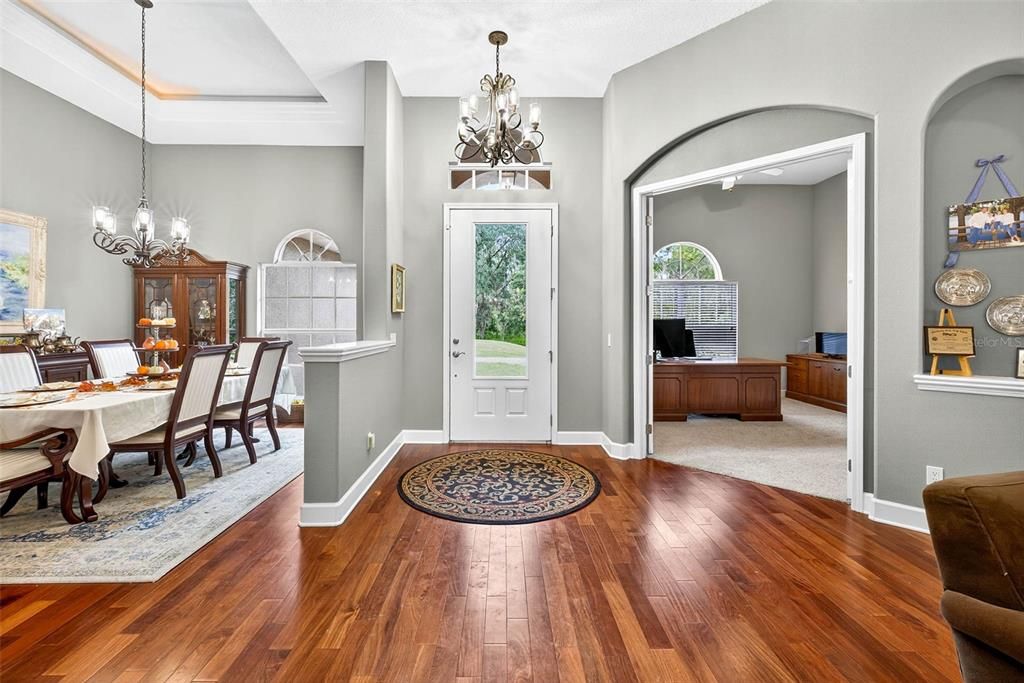Chandelier, Dining room, Interior, Wood Texture Flooring
