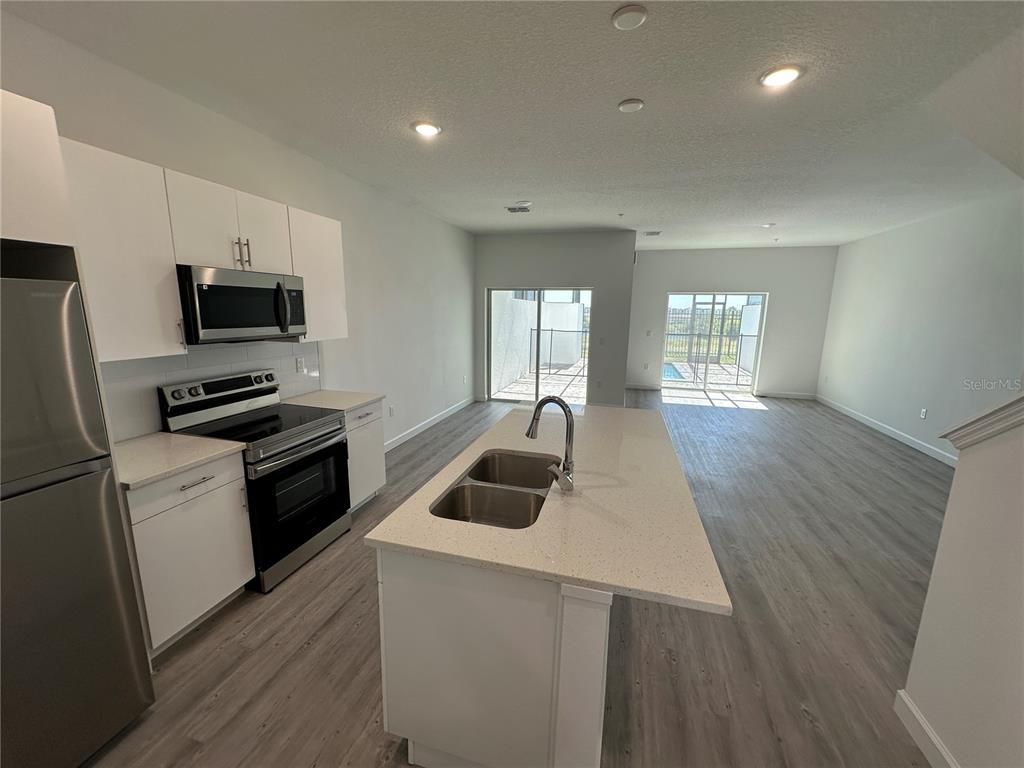 Interior, Kitchen, Recessed Lighting, Wood Texture Flooring