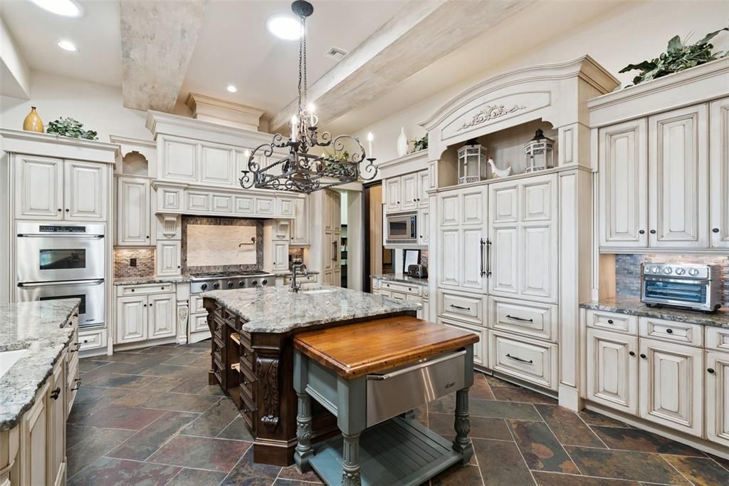 Chandelier, Interior, Kitchen, Pendant Lights, Recessed Lighting, Stainless Steel Appliances