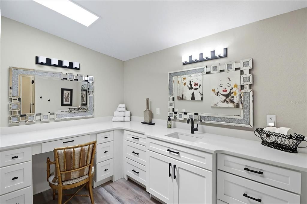 Bathroom, Dual Sink Vanities, Interior, Wood Texture Flooring