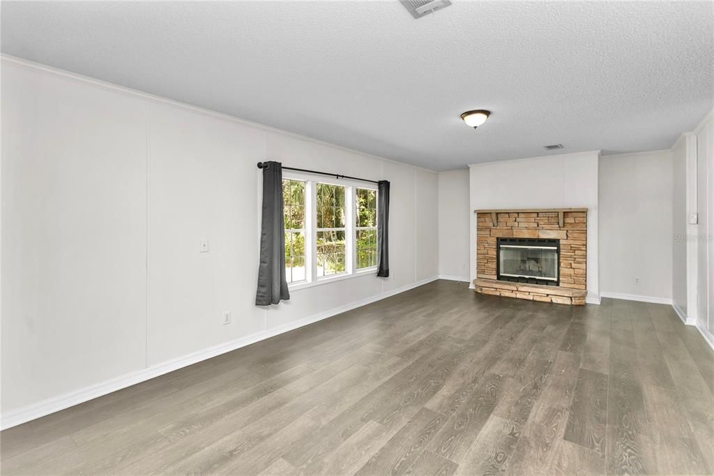 Empty room, Fireplace, Interior, Wood Texture Flooring