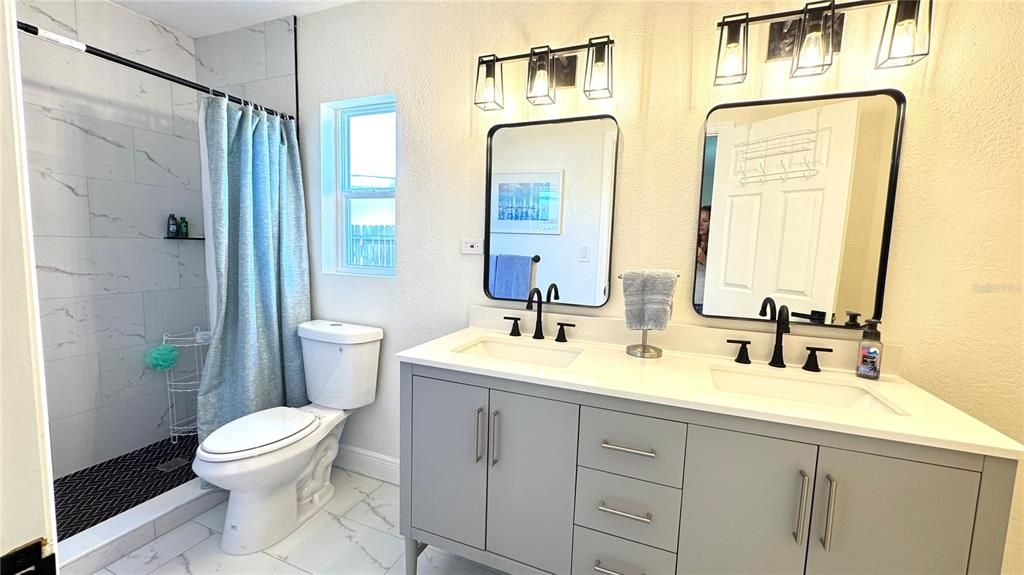 Bathroom, Dual Sink Vanities, Interior, Marble, Marble Walls