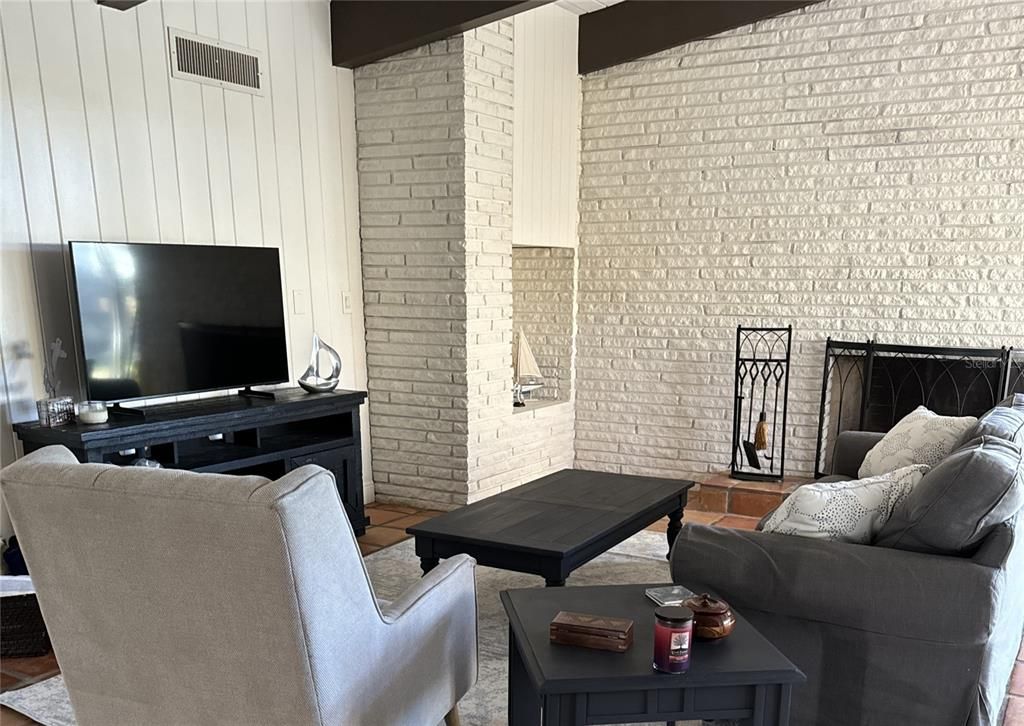 Fireplace, Interior, Living room, Stone Walls