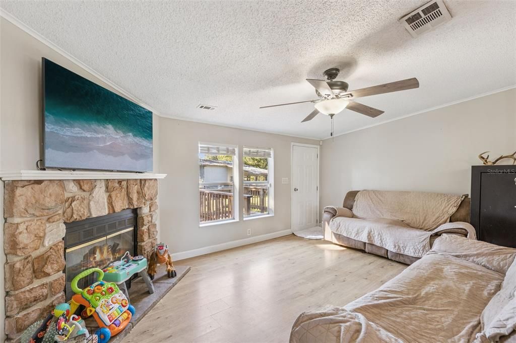 Fireplace, Interior, Wood Texture Flooring