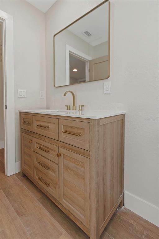 Bathroom, Interior, Recessed Lighting, Wood Texture Flooring