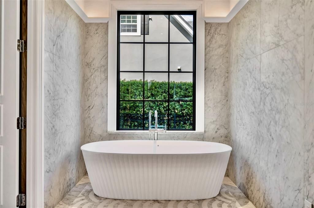 Bathroom, Free Standing Baths, Interior, Marble, Marble Walls