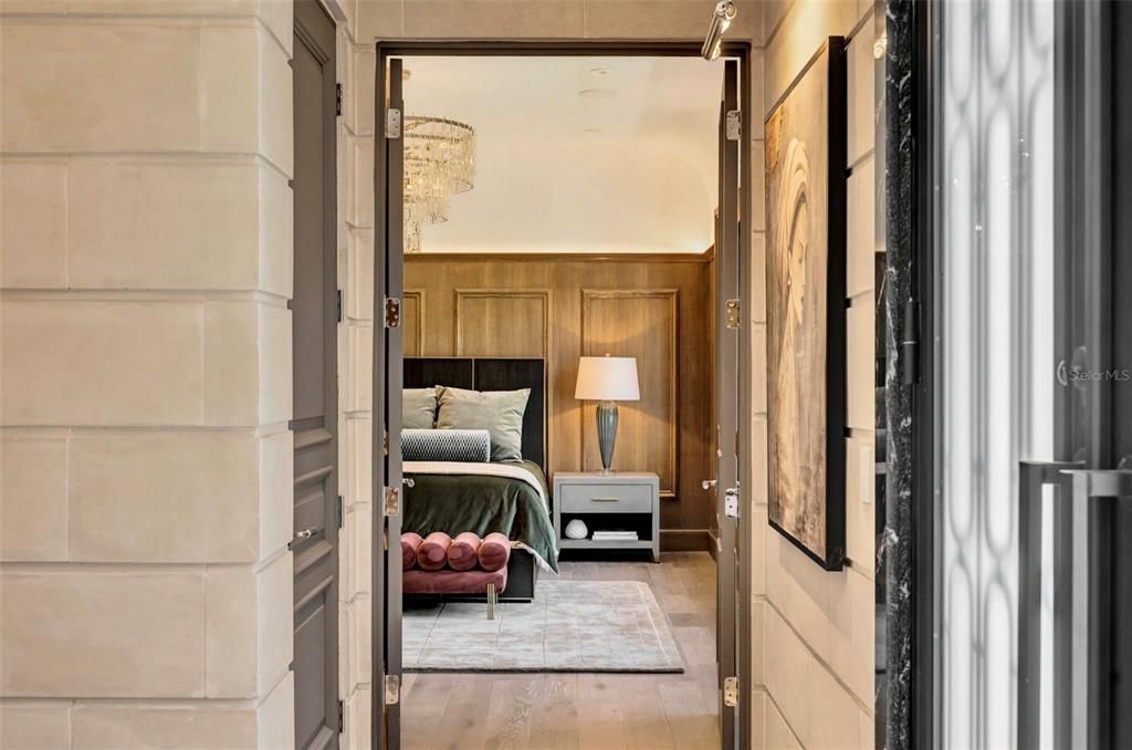Bedroom, Chandelier, Interior, Wood Texture Flooring
