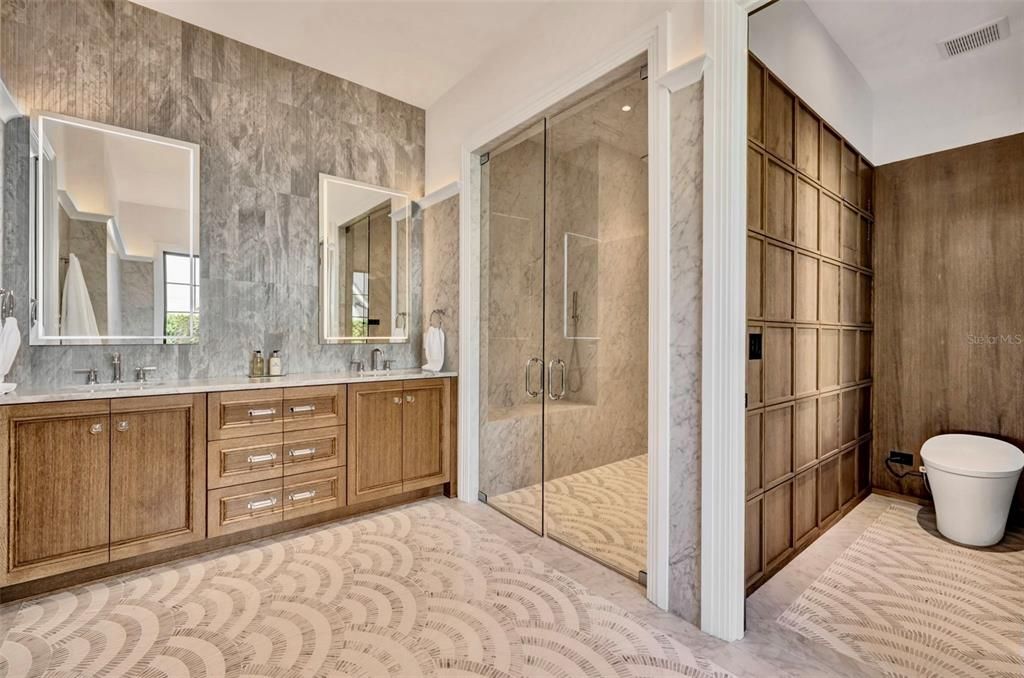 Bathroom, Dual Sink Vanities, Glass Shower, Interior