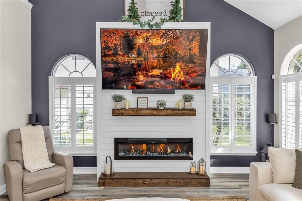 Fireplace, Interior, Wood Texture Flooring