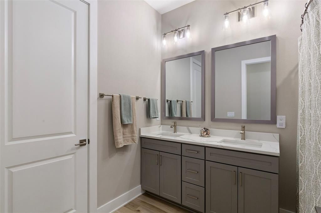 Bathroom, Dual Sink Vanities, Interior, Wood Texture Flooring