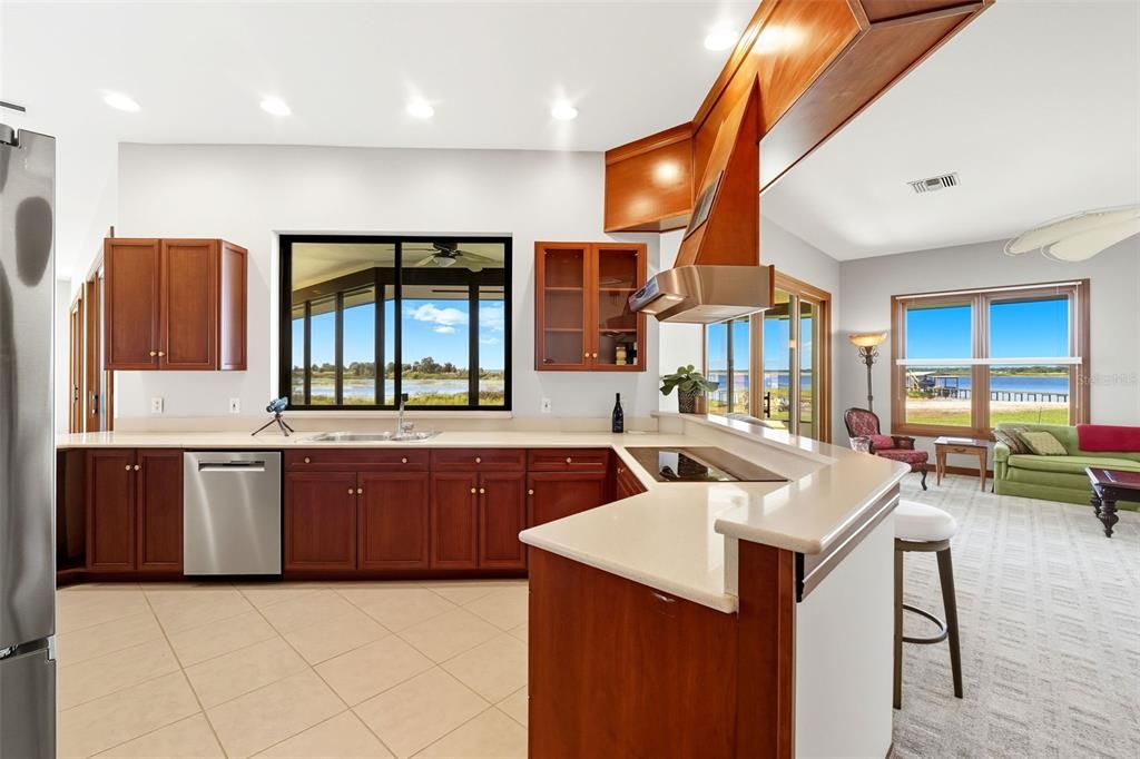 Interior, Kitchen, Recessed Lighting, Stainless Steel Appliances, Water