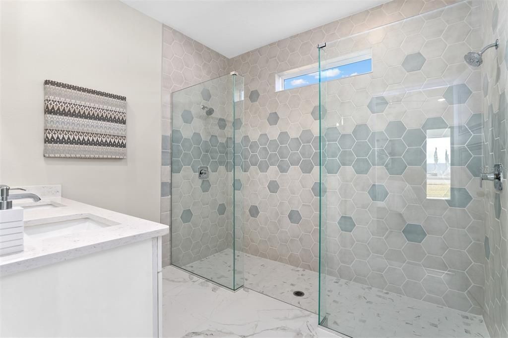 Bathroom, Glass Shower, Interior, Marble