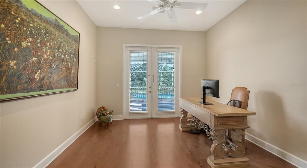 Home Office, Interior, Recessed Lighting, Wood Texture Flooring