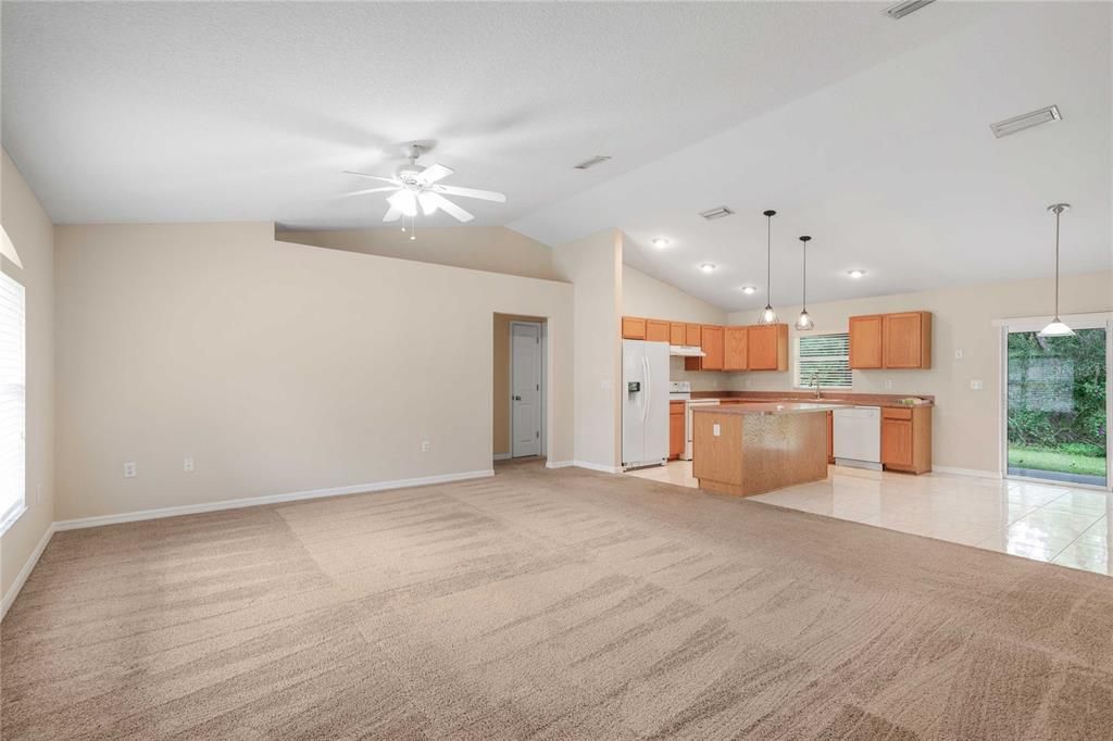 Empty room, Interior, Kitchen, Pendant Lights, Recessed Lighting