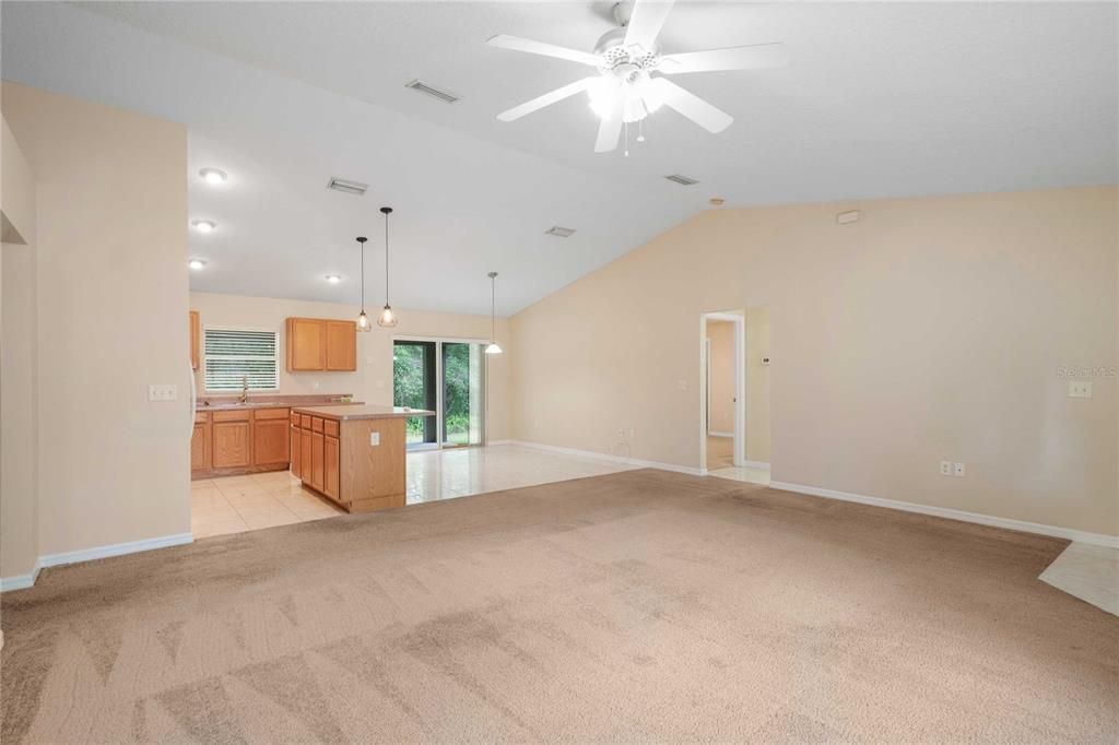 Empty room, Interior, Kitchen, Pendant Lights, Recessed Lighting
