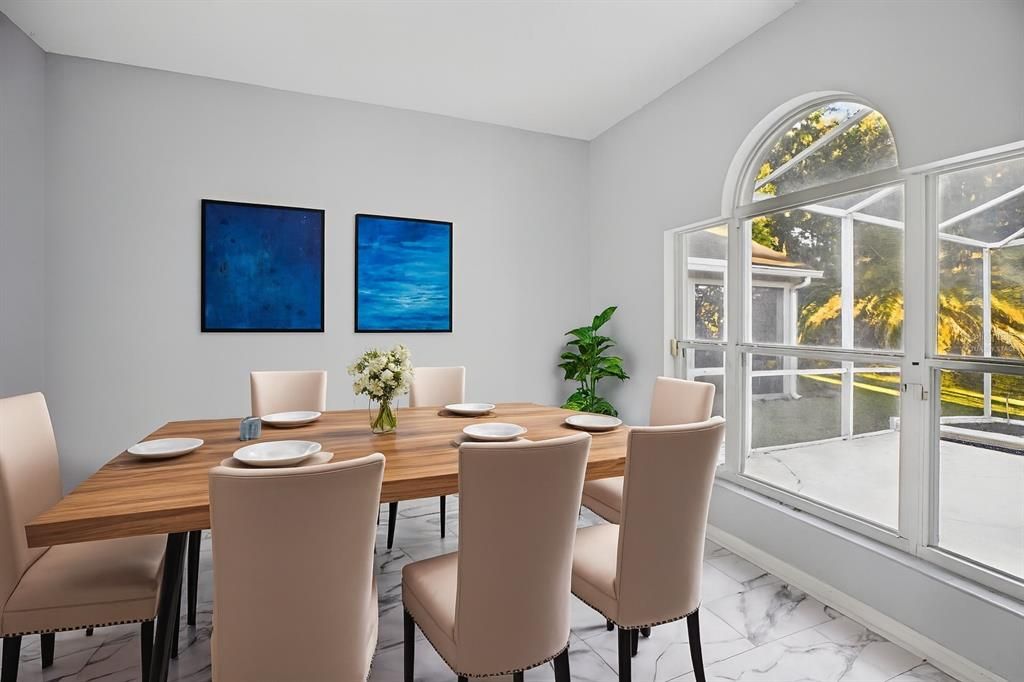 Dining room, Interior, Marble