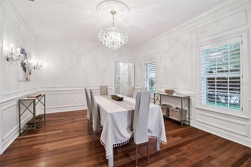 Chandelier, Dining room, Interior, Wood Texture Flooring