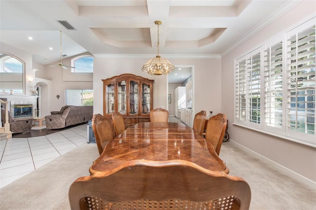 Dining room, Fireplace, Interior, Pendant Lights, Recessed Lighting