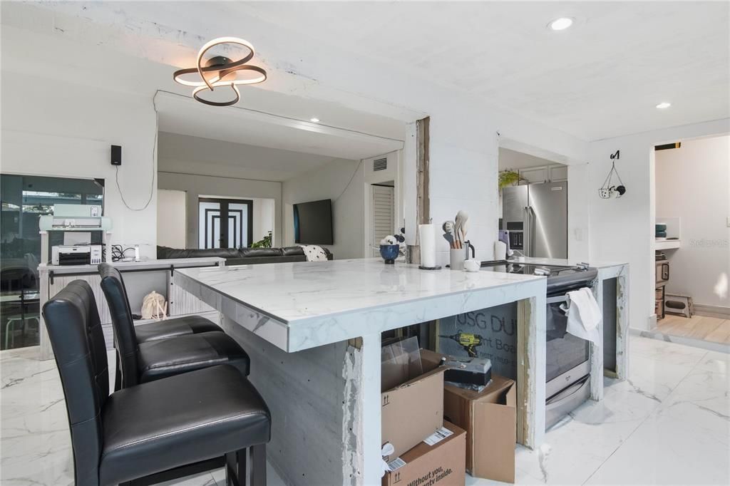 Interior, Kitchen, Marble, Recessed Lighting