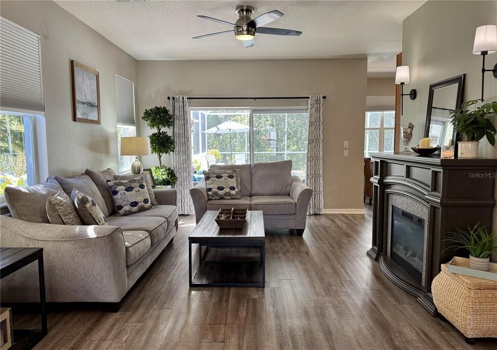 Fireplace, Interior, Living room, Wood Texture Flooring