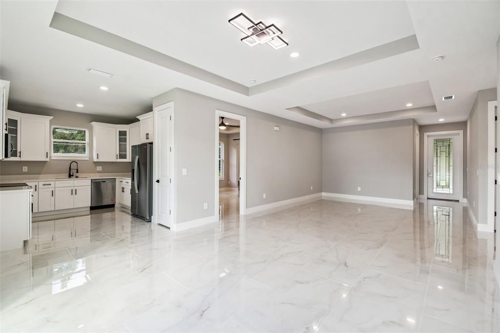 Interior, Kitchen, Marble, Recessed Lighting, Stainless Steel Appliances