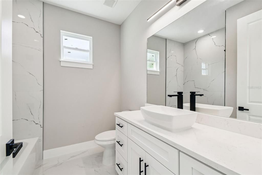 Bathroom, Interior, Marble, Marble Walls, Recessed Lighting