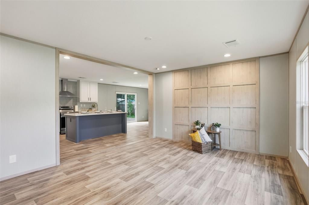 Interior, Kitchen, Recessed Lighting, Wood Texture Flooring