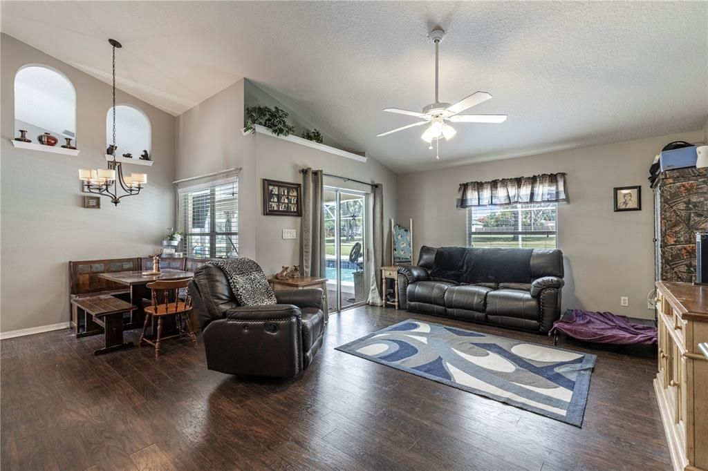 Chandelier, Dining room, Interior, Living room, Pendant Lights, Wood Texture Flooring