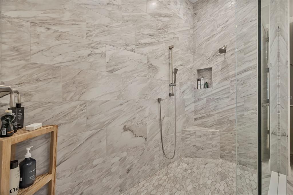Bathroom, Glass Shower, Interior, Marble Walls