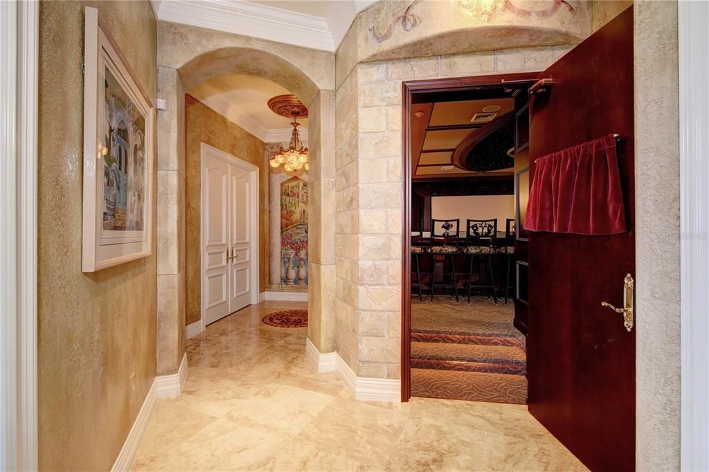 Chandelier, Interior, Stone Walls