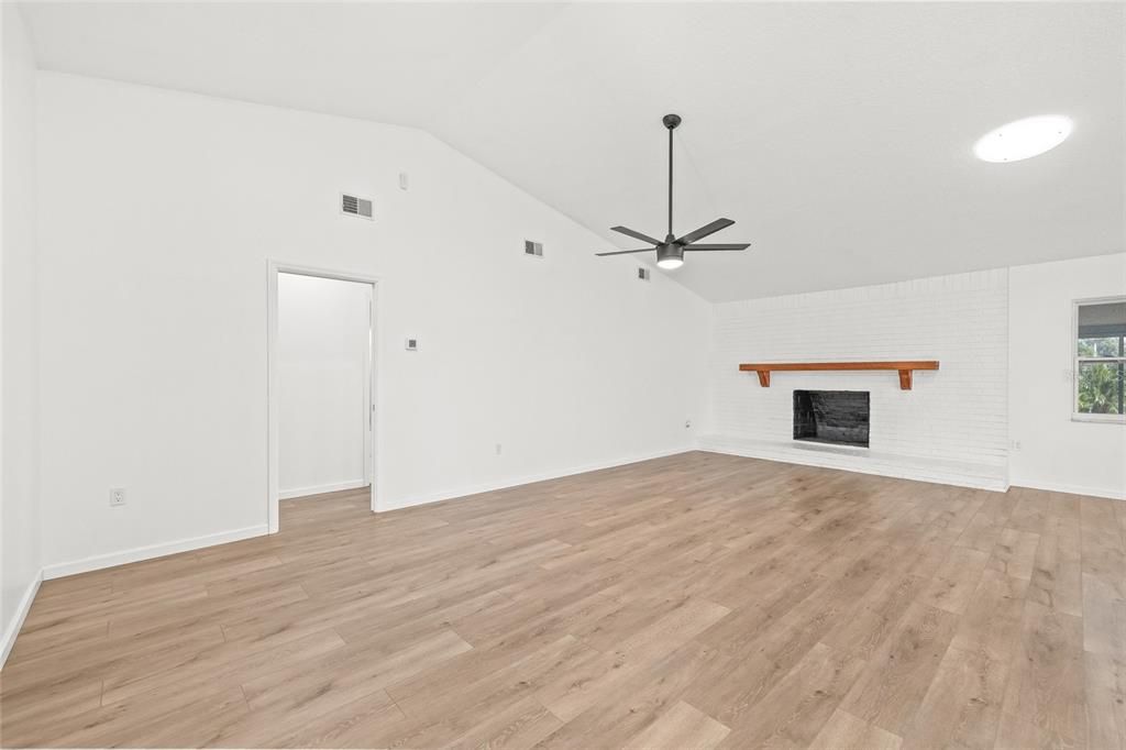 Empty room, Fireplace, Interior, Wood Texture Flooring
