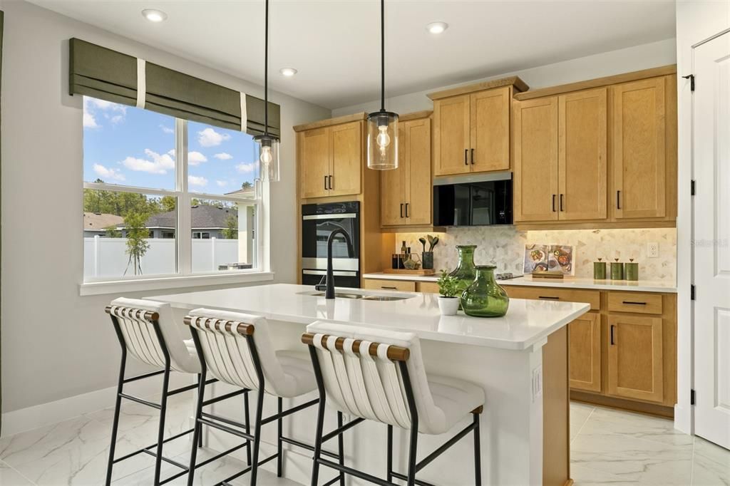 Interior, Kitchen, Marble, Pendant Lights, Recessed Lighting