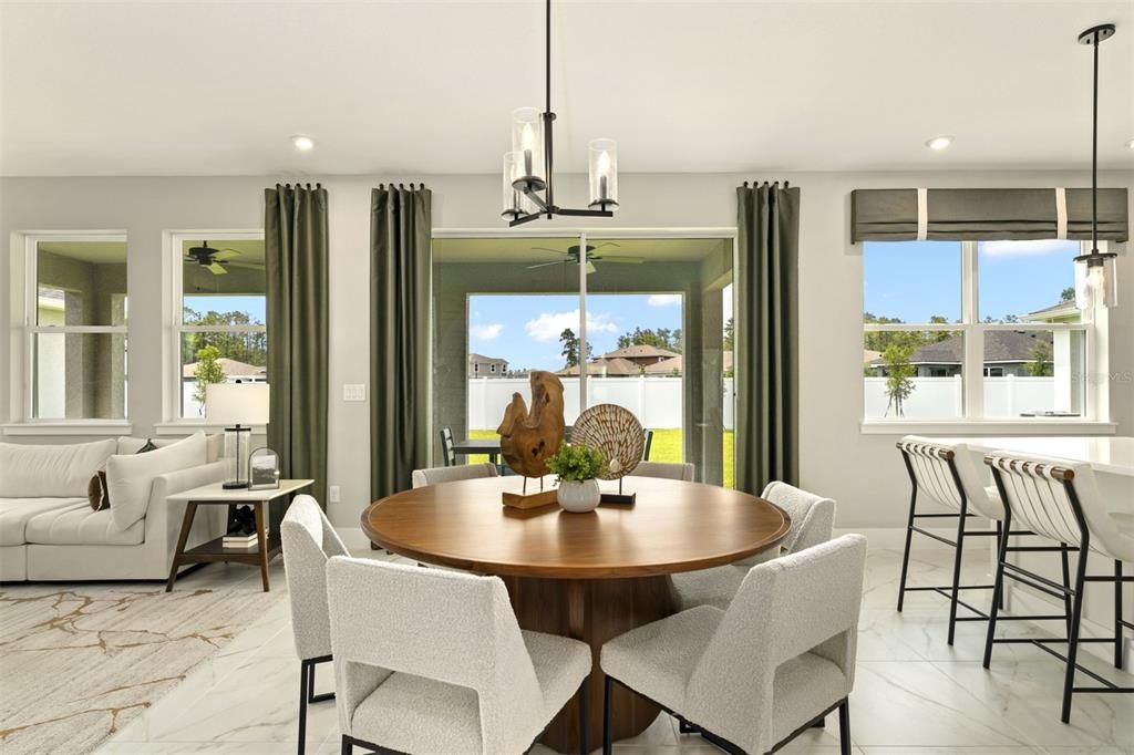 Dining room, Interior, Living room, Marble, Pendant Lights, Recessed Lighting